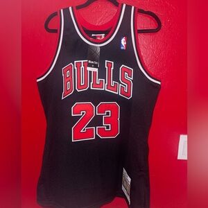 JORAN #23 Black Bulls Jersey with Red Accents Market Valued $450. Size 44/L